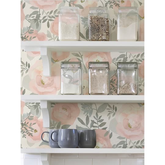 NuWallpaper Rose Peachy Keen Peel & Stick Wallpaper